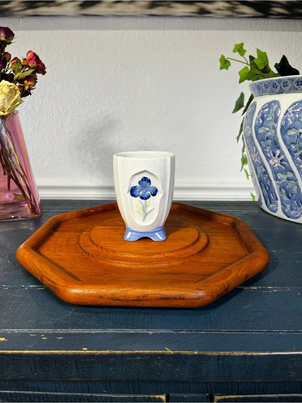 vintage mid-century ceramic bud vase distributed by Saturday Knight Ltd.
